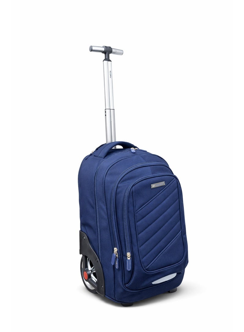 AODASI Premium School Trolley Backpack with Wheels & Retractable Handle â€“ Large Capacity, Laptop Compartment, Durable & Lightweight â€“ Navy Blue - Image 1